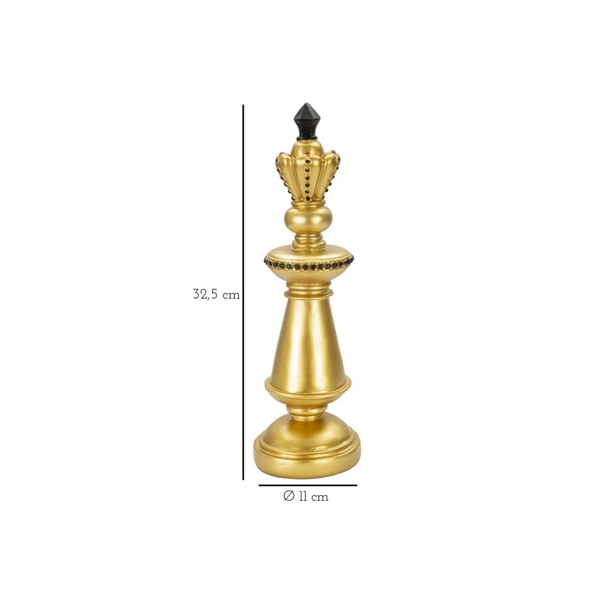 Scultura Re Oro E Nero cm.Ø11x32,5