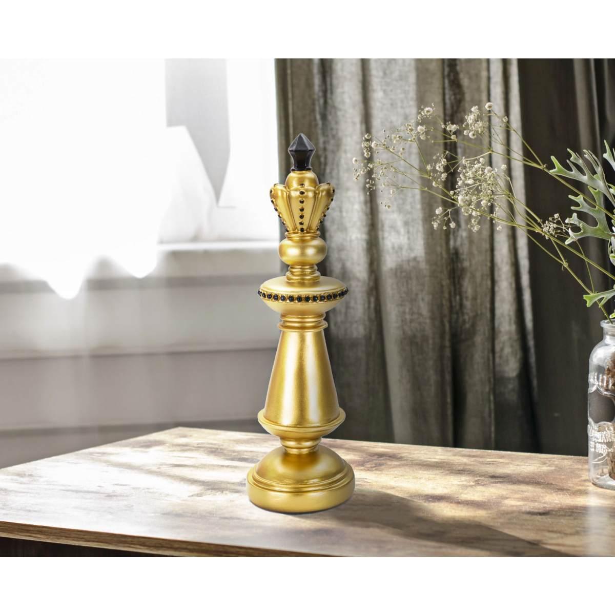 Scultura Re Oro E Nero cm.Ø11x32,5