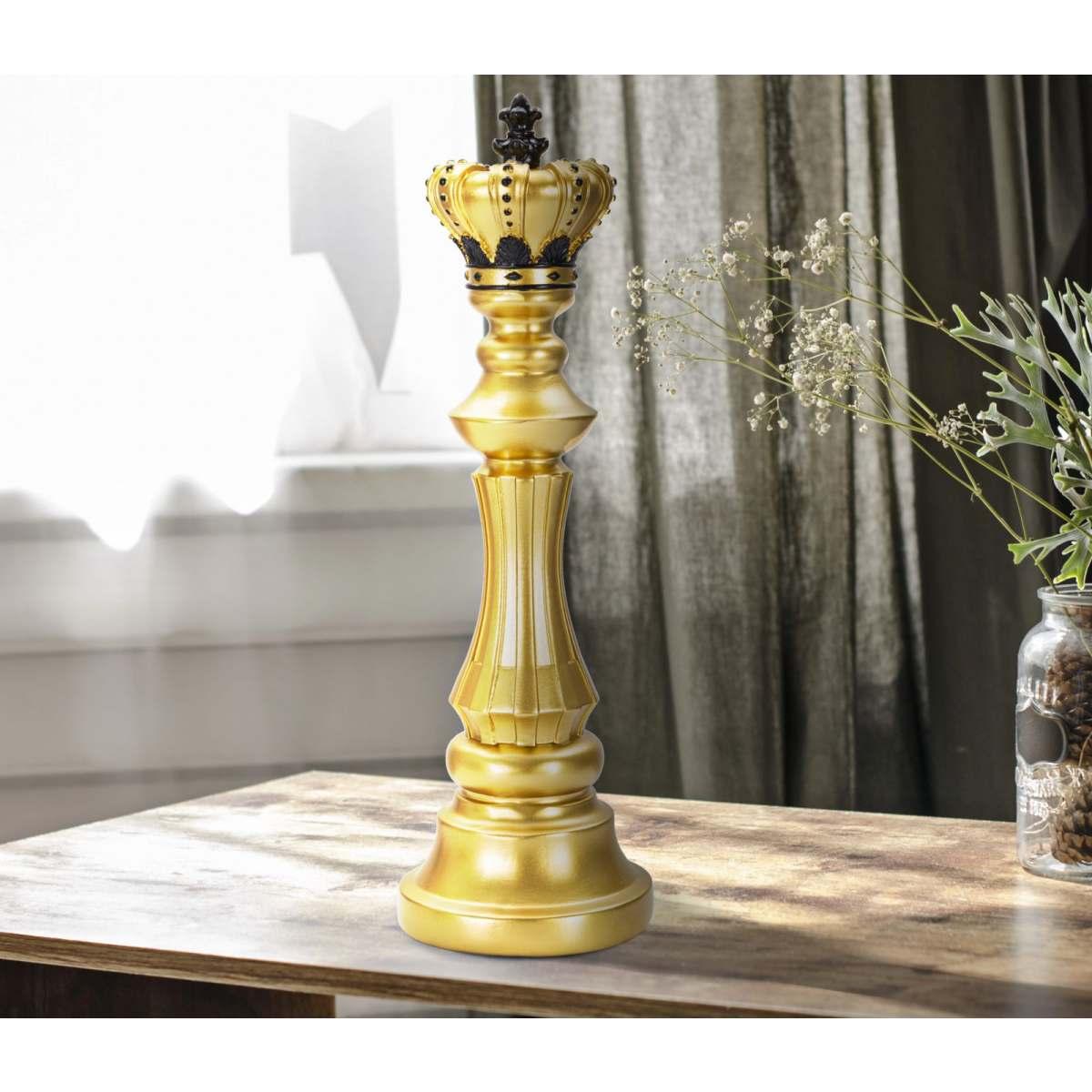 Scultura Re Oro E Nero cm.Ø13x40,5