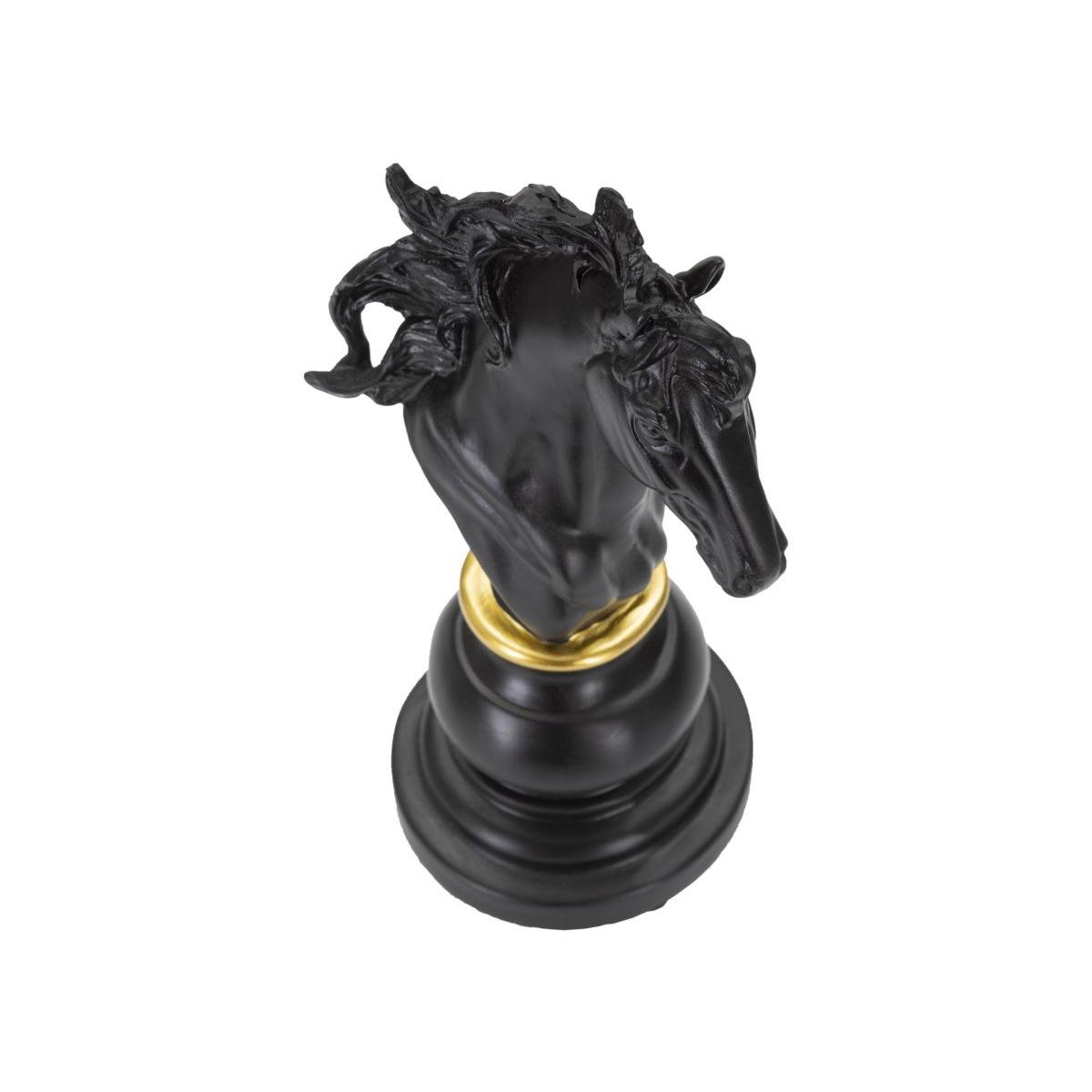 Scacchi Cavallo Nero Oro Cm 14x11x27