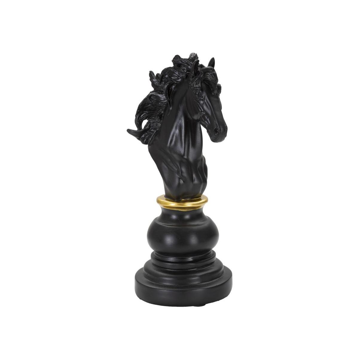 Scacchi Cavallo Nero Oro Cm 14x11x27
