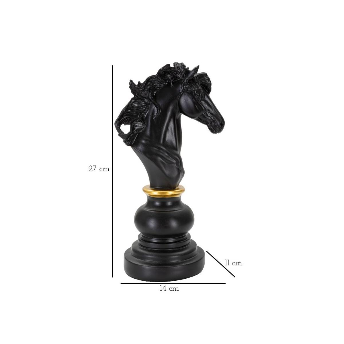 Scacchi Cavallo Nero Oro Cm 14x11x27