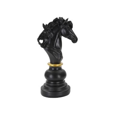 Scacchi Cavallo Nero Oro Cm 14x11x27