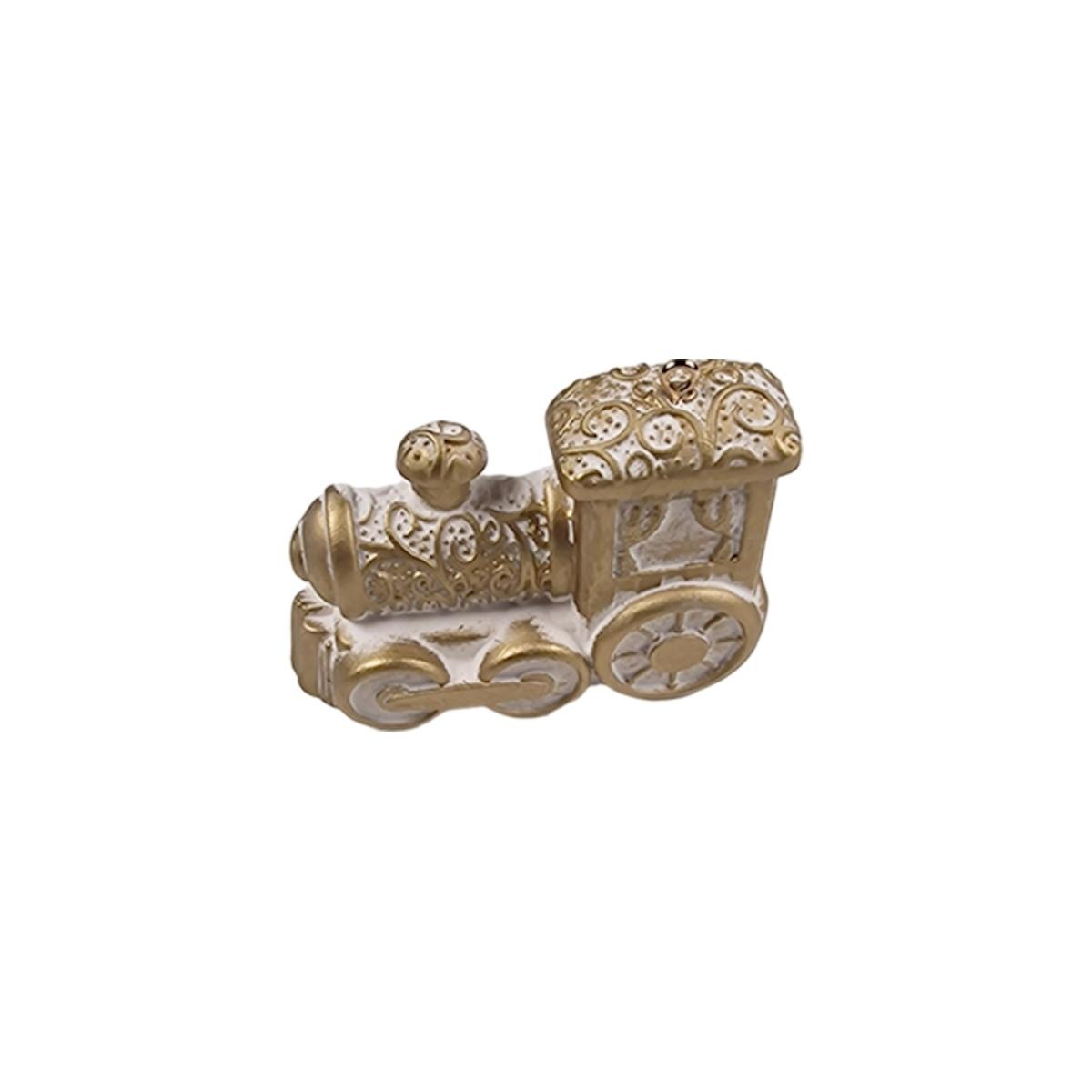 Appendino Trenino Locomotiva da Appendere Bianco e Oro cm.7x5x1,5 |Moranduzzo