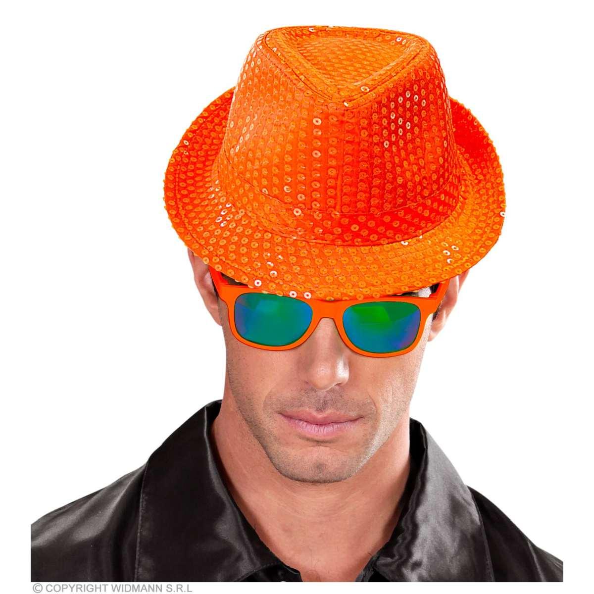 Cappello Borsalino Fedora Arancione Con Paillettes |Widmann