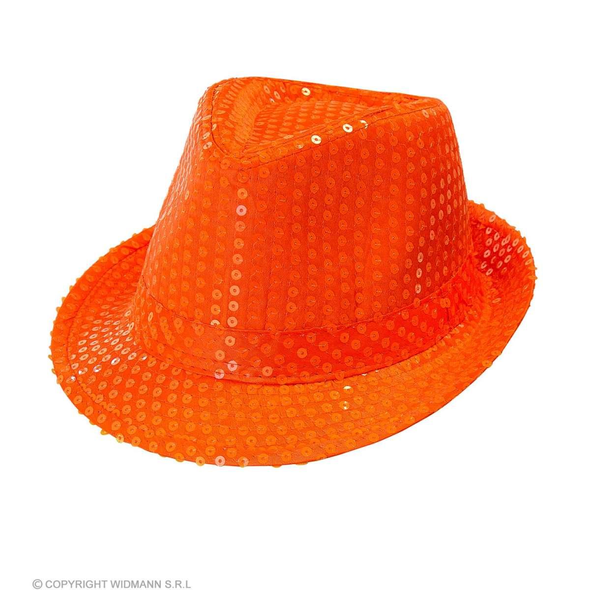 Cappello Borsalino Fedora Arancione Con Paillettes |Widmann