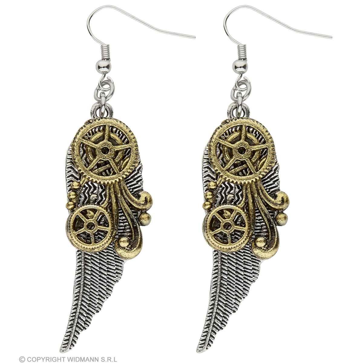 Orecchini Steampunk Con Ingranaggi E Ali |Widmann