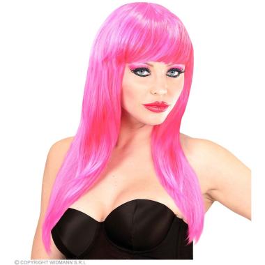 Parrucca Vogue Rosa Liscia Con Frangia |Widmann