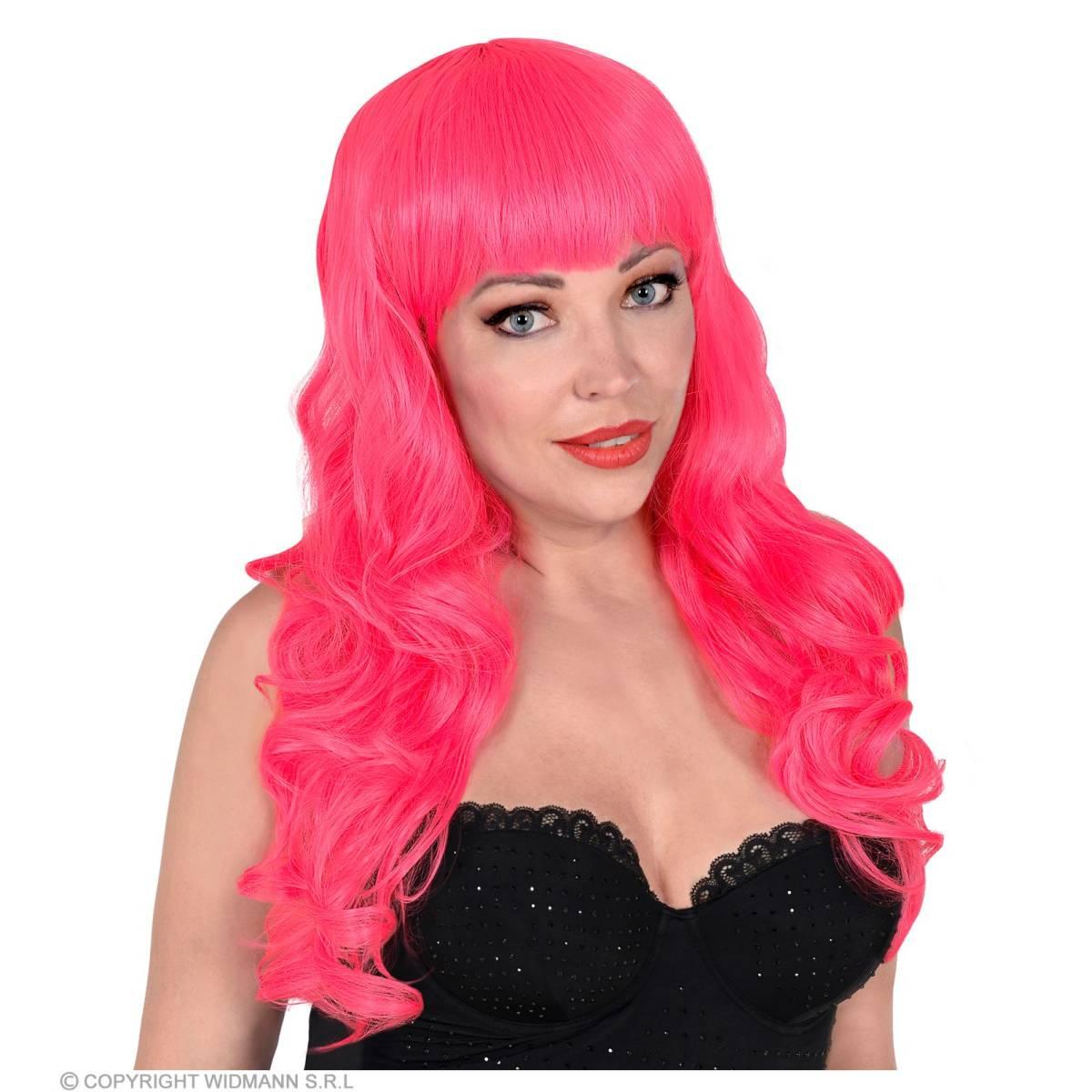 Parrucca Rosa Fucsia Mossa Con Frangia |Widmann