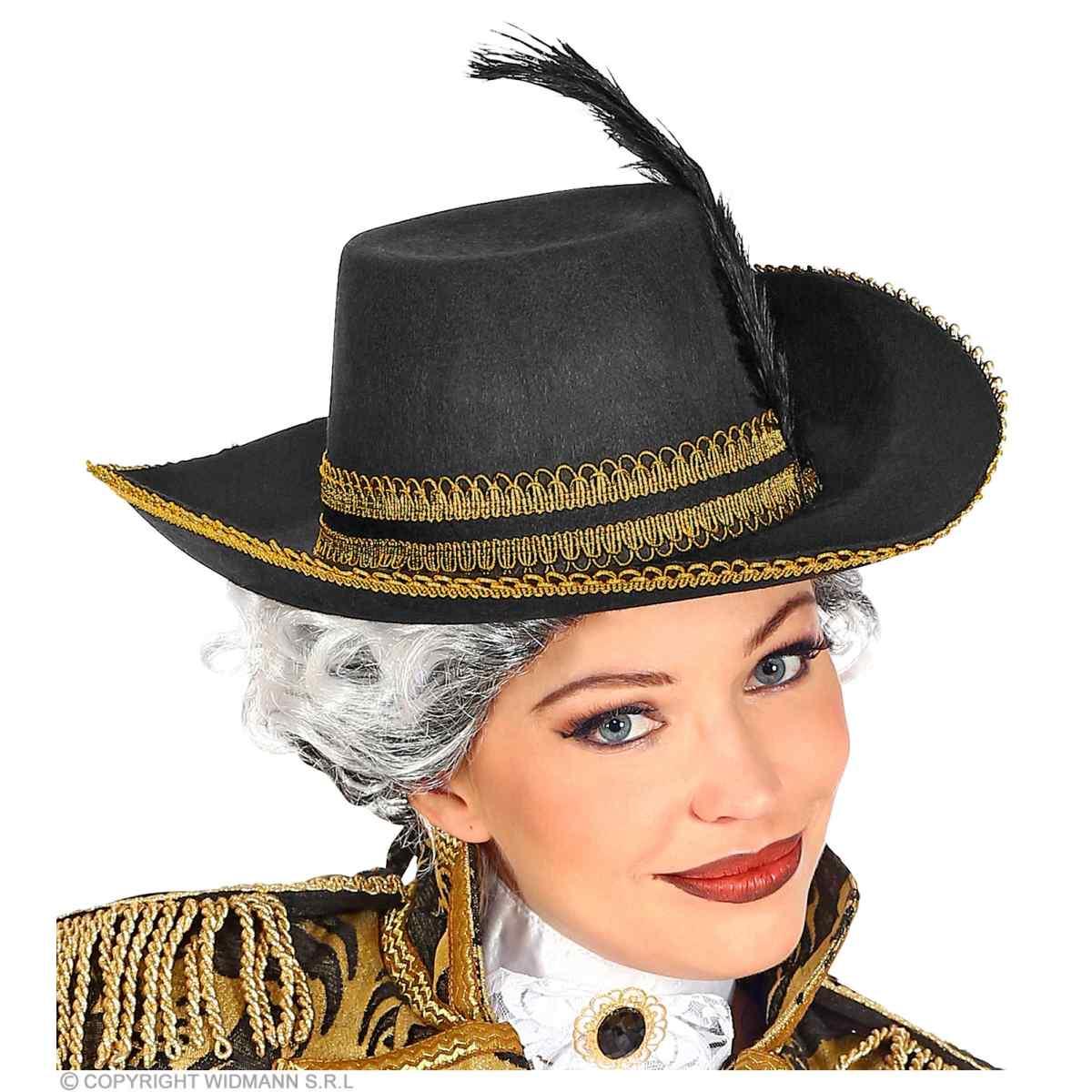Cappello Moschettiere Nero Con Piuma |Widmann