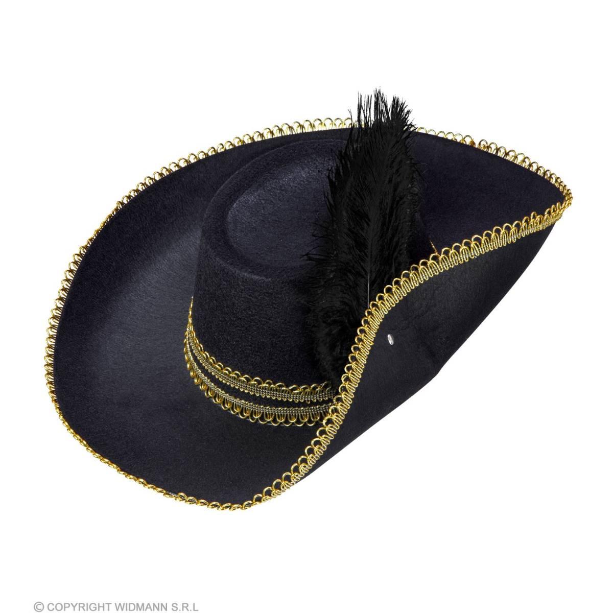 Cappello Moschettiere Nero Con Piuma |Widmann