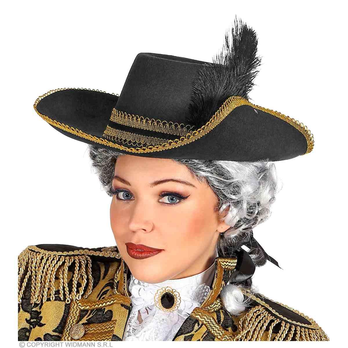 Cappello Moschettiere Nero Con Piuma |Widmann
