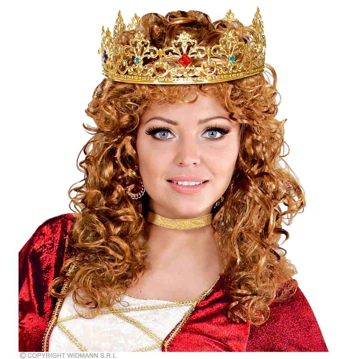 Corona Regina Metallo Oro Con Gemme |Widmann