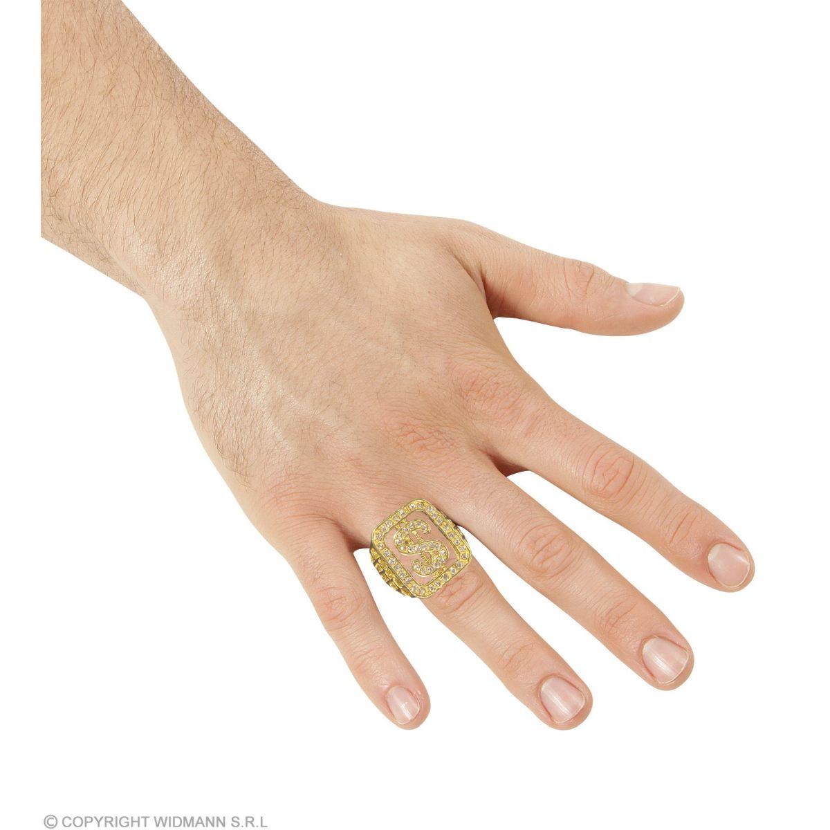 Anello Metallo Oro Dollaro Con Strass |Widmann