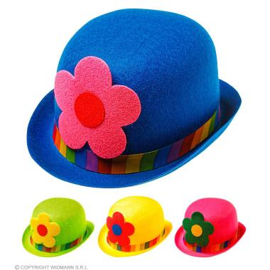 Cappello Bombetta Feltro Con Fiore 4 Colori |Widmann
