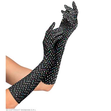 Guanti Neri Velluto Con Paillettes |Widmann