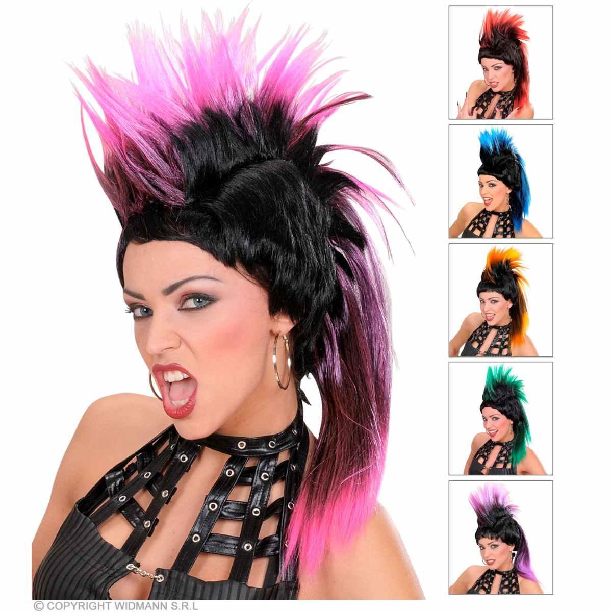 Parrucca Punk Nera Con Cresta |Widmann