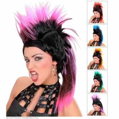Parrucca Punk Nera Con Cresta |Widmann