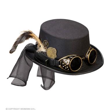 Cappello Steampunk Nero Con Occhiali |Widmann