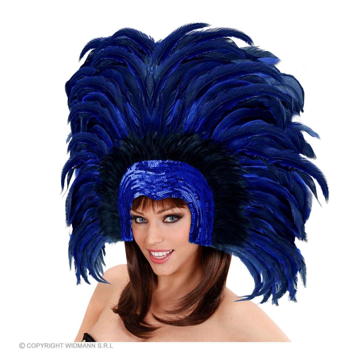 Copricapo Paillettes Blu Con Piume |Widmann