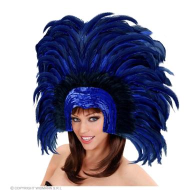 Copricapo Paillettes Blu Con Piume |Widmann