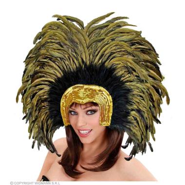 Copricapo Paillettes Oro Con Piume |Widmann