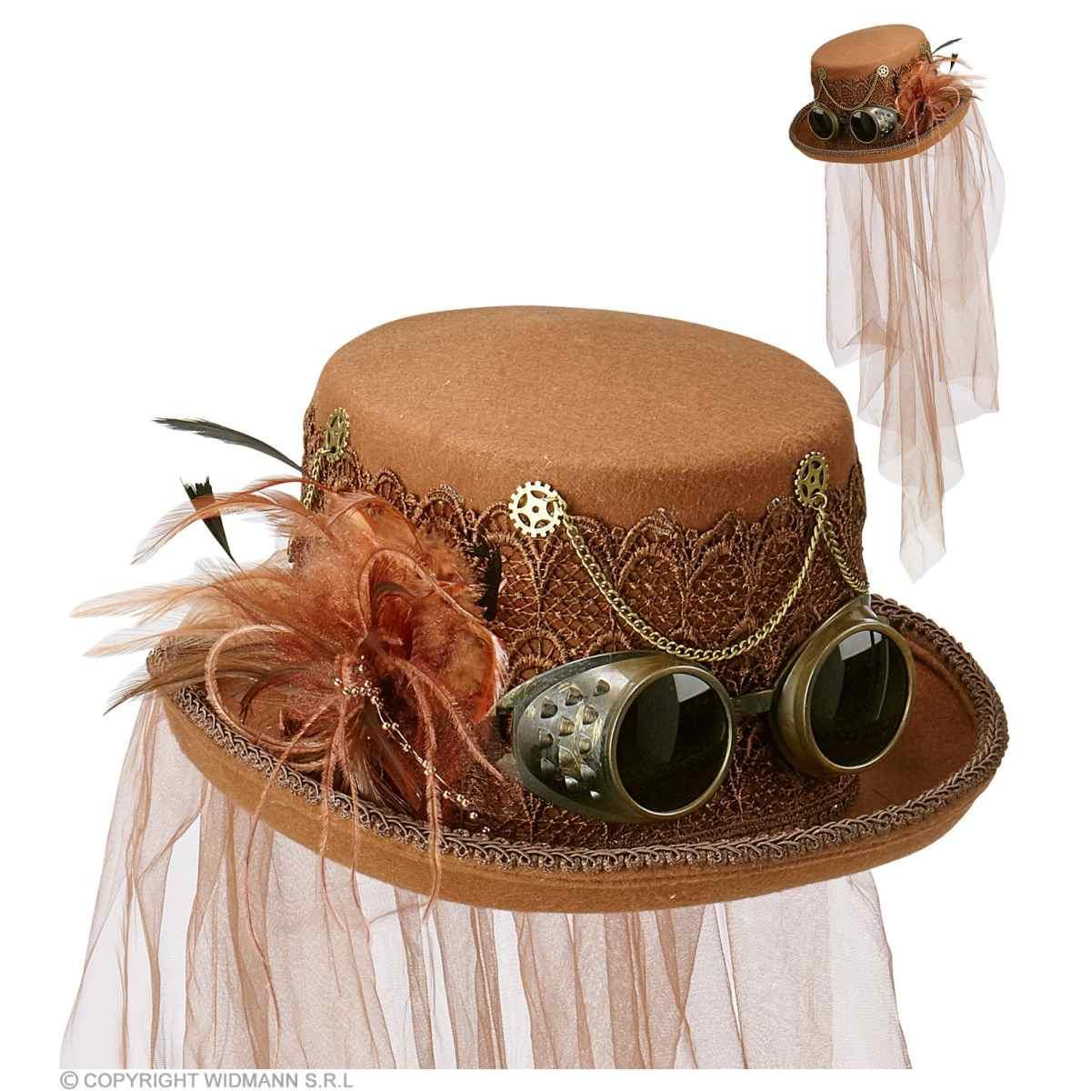 Cappello Steampunk Marrone Con Occhiali |Widmann