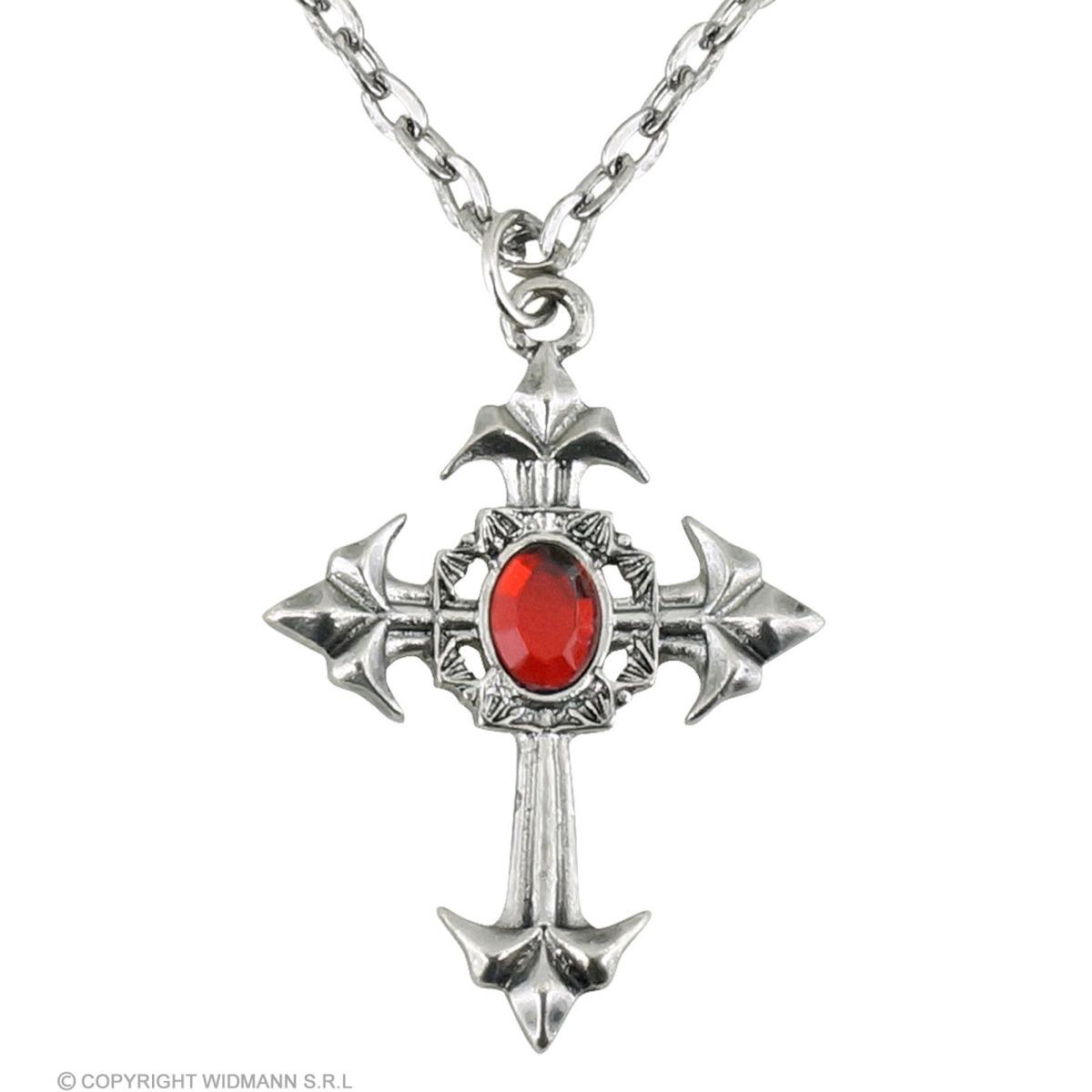 Collana Metallo Gotica Con Croce Rossa |Widmann