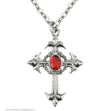 Collana Metallo Gotica Con Croce Rossa |Widmann