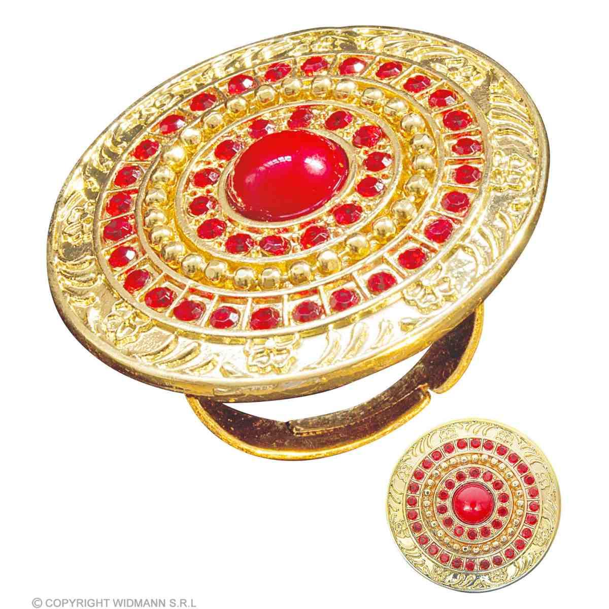 Anello Metallo Oro Con Pietre Rosse |Widmann