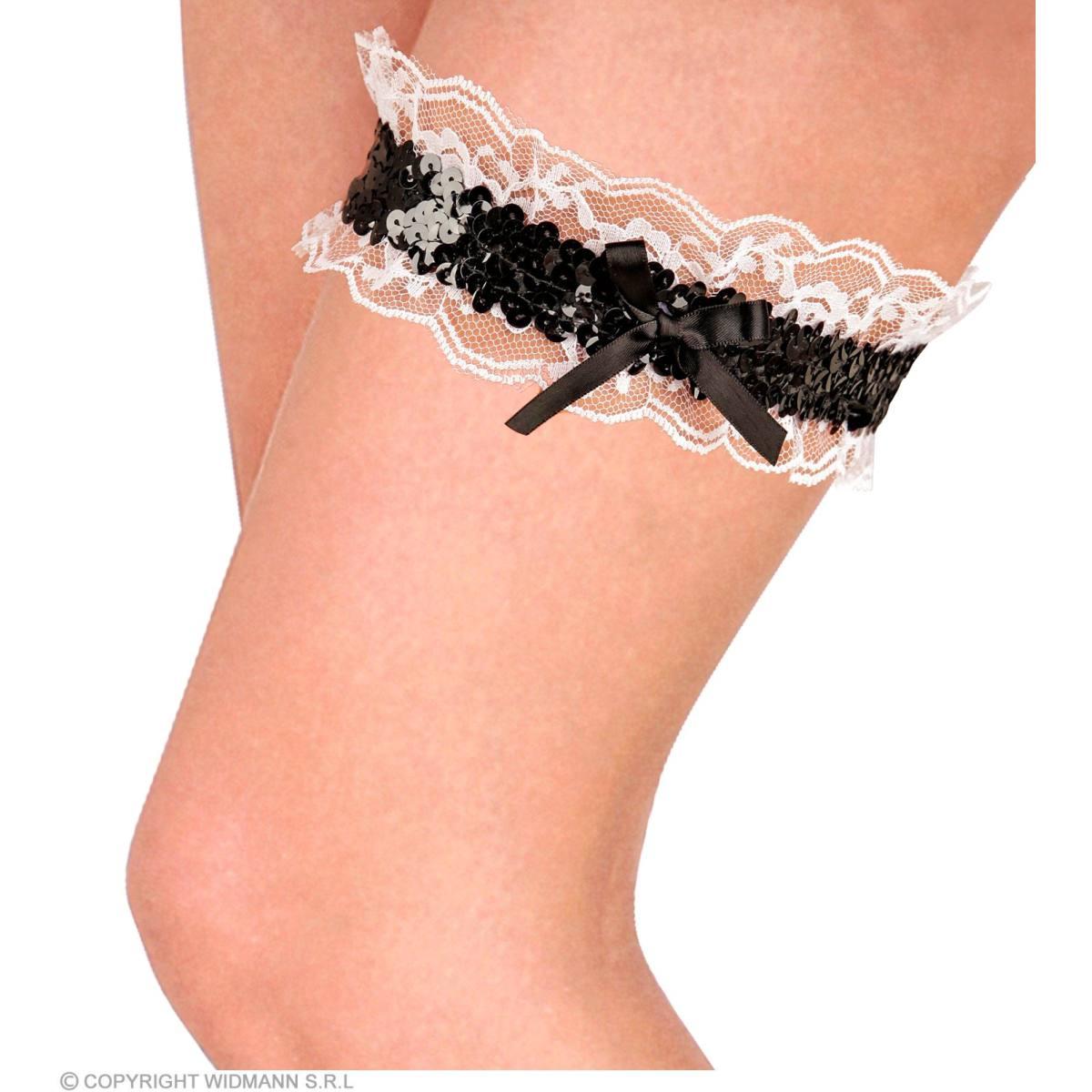 Giarrettiera Nera Con Paillettes |Widmann