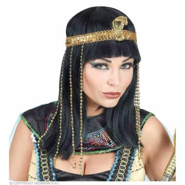 Parrucca Egiziana Nera Con Fascia Oro E Serpente |Widmann