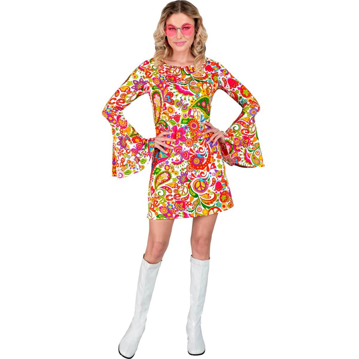 Costume Abito Anni '70/'80 Fiori Rosa |Widmann