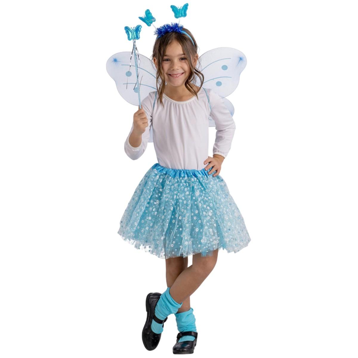 Ali Farfallina Azzurra Set pz.4 Gonna cm.50x40 Cerchietto Bacchetta |Carnival Toys