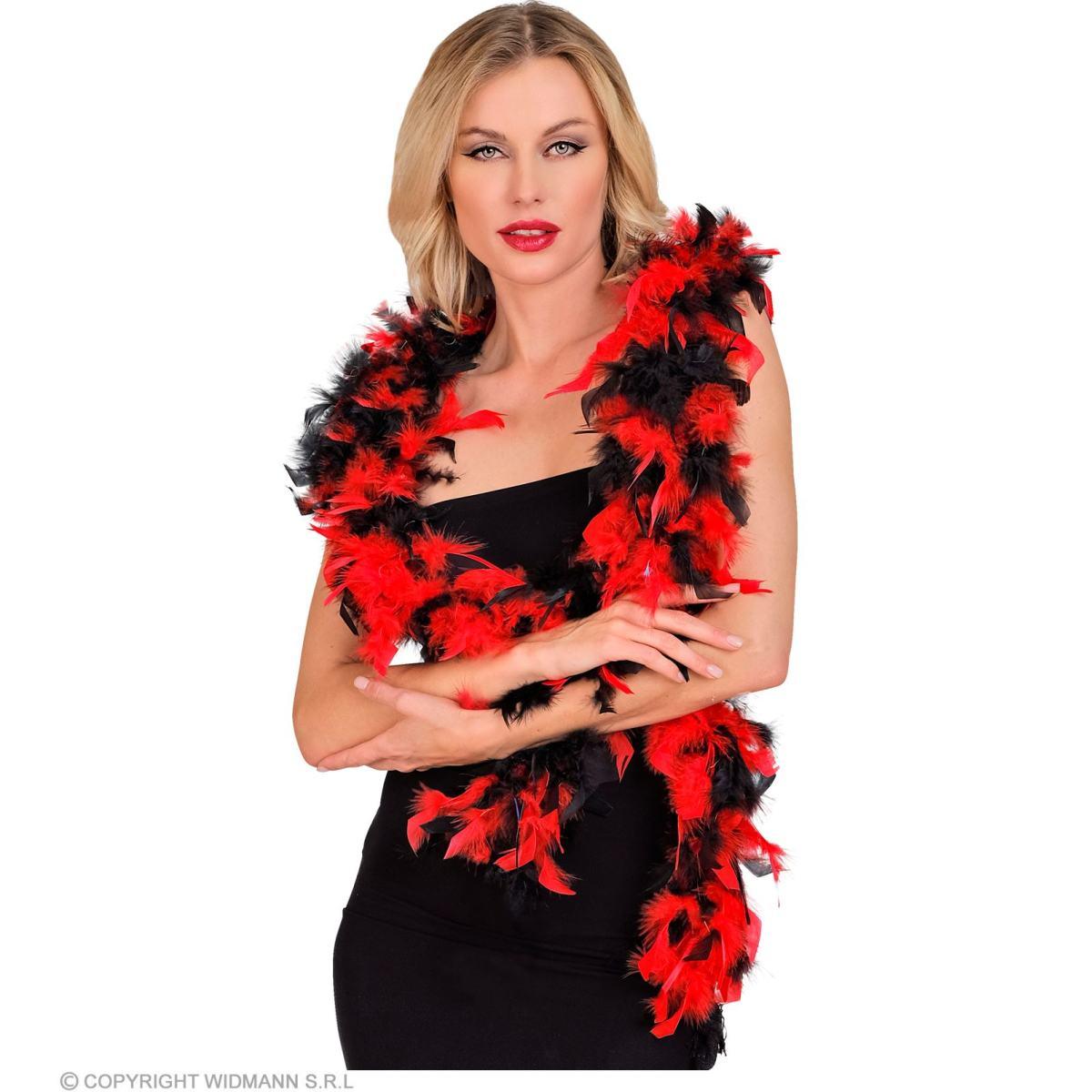 Boa Di Piume Extra Lusso cm.180 Gr.50 Rosso Nero |Widmann