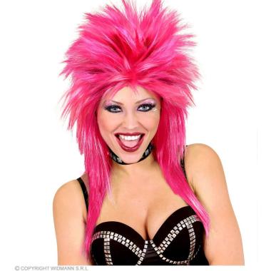 Parrucca Punk Rock Rosa Con Cresta |Widmann