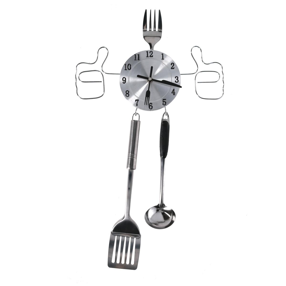 Orologio a Parete Metallo Posate Argento cm.58x33,5x4 | Vacchetti