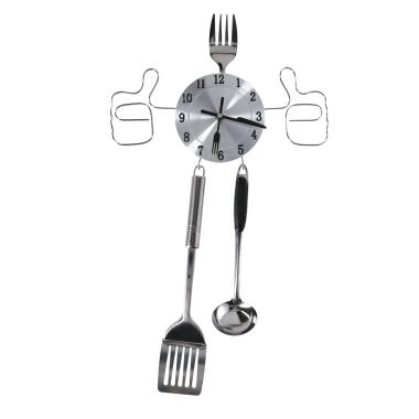 Orologio a Parete Metallo Posate Argento cm.58x33,5x4 | Vacchetti