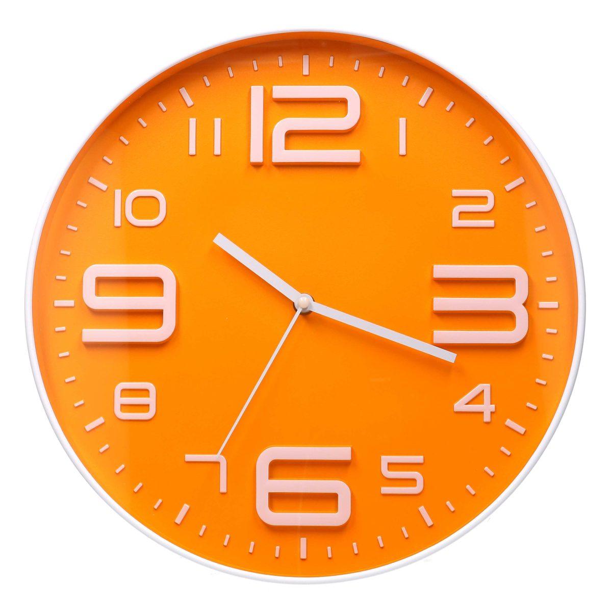 Orologio a Parete cm.Ø35 Plastica Arancione Tondo | Vacchetti