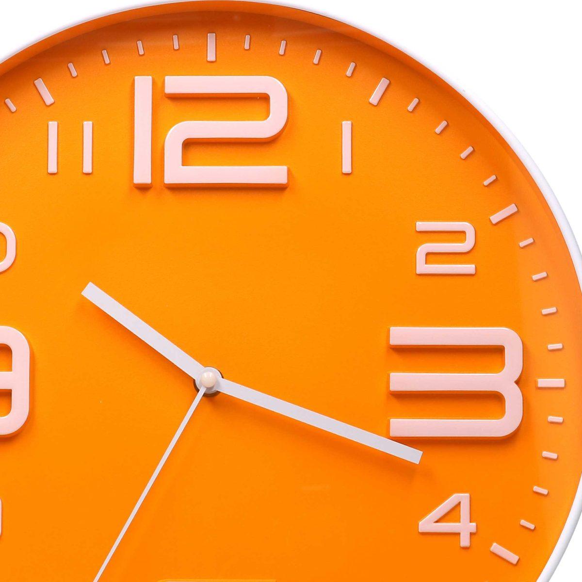 Orologio a Parete cm.Ø35 Plastica Arancione Tondo | Vacchetti