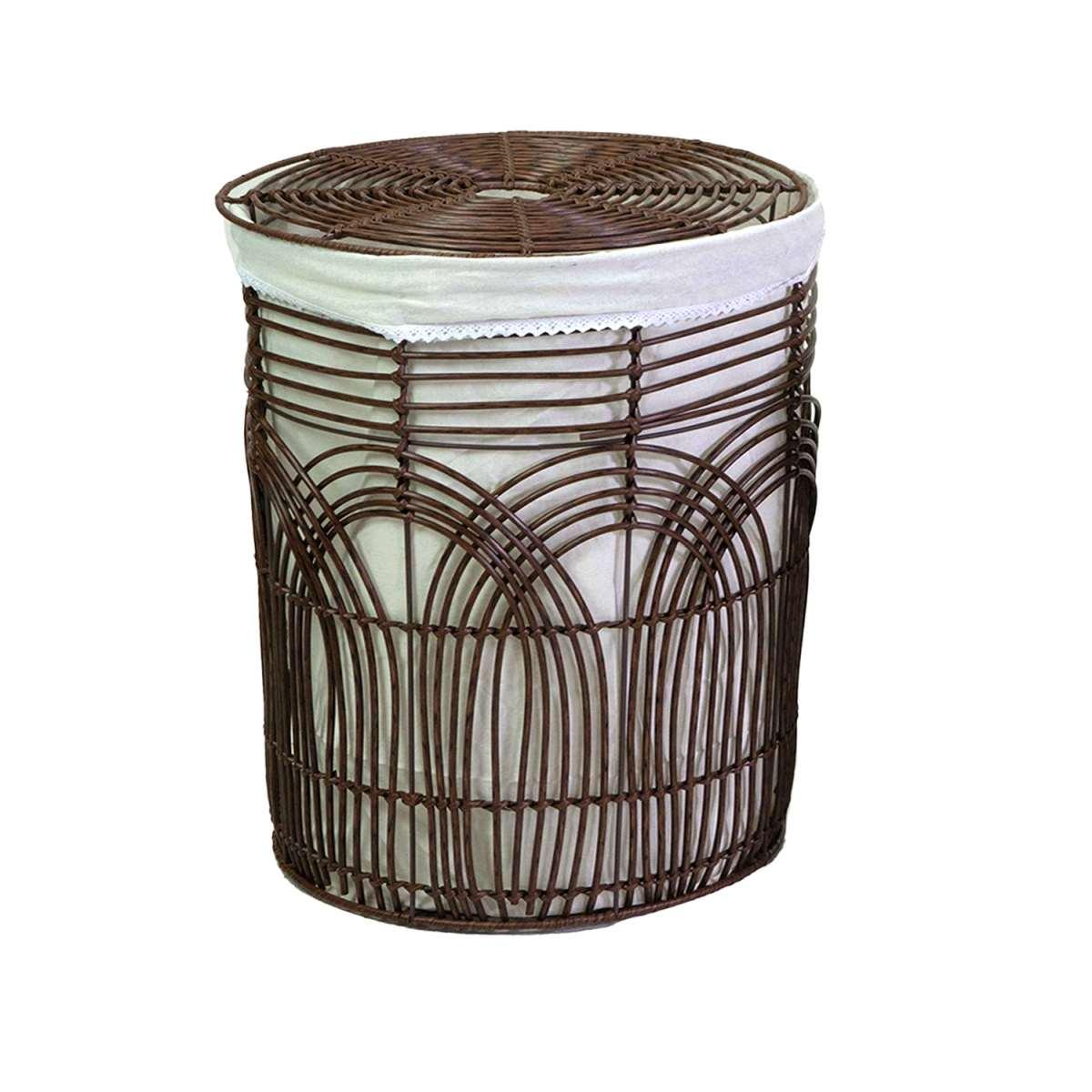 Cesto PVC Archi con Fodera Noce Tondo cm.Ø38xh48 | Vacchetti