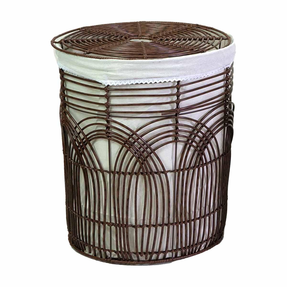 Cesto PVC Archi con Fodera Noce Tondo cm.Ø45xh56 | Vacchetti