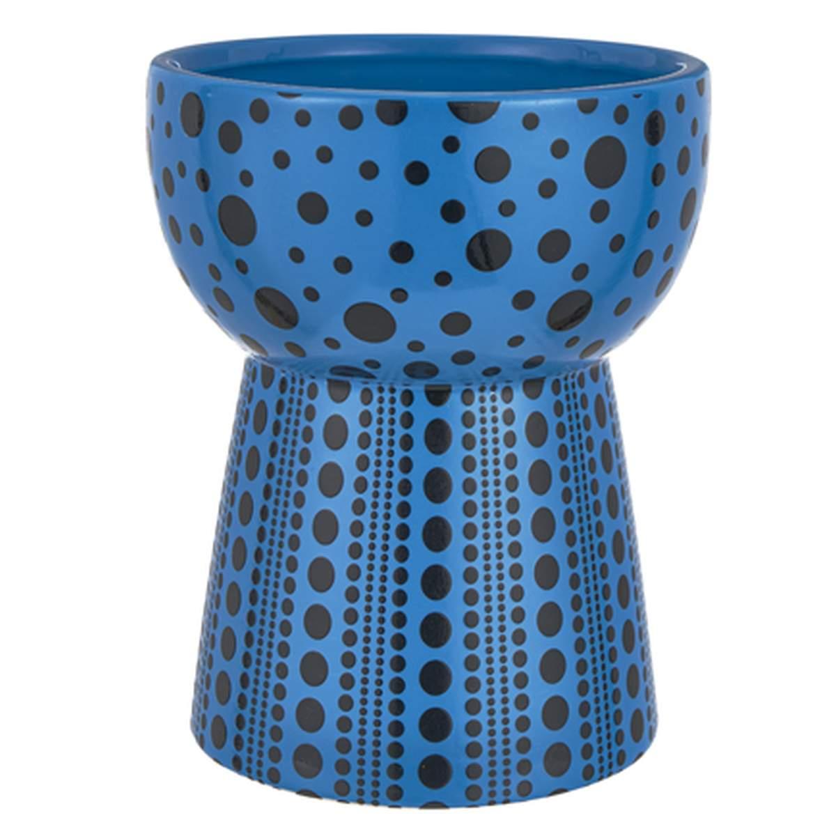 Vaso Ceramica Blu Pois Neri cm.Ø16x19,5 |Montemaggi