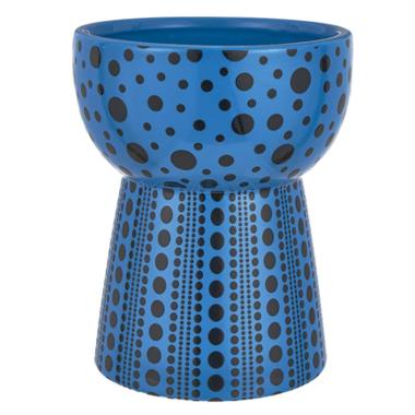 Vaso Ceramica Blu Pois Neri cm.Ø16x19,5 |Montemaggi
