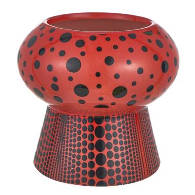 Vaso Ceramica Rosso Pois Neri cm.Ø16x14 |Montemaggi