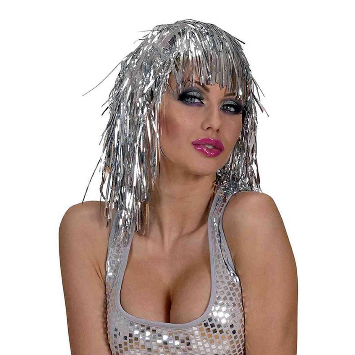 Parrucca Disco Laminiata Con Frangia 6 Colori |Widmann