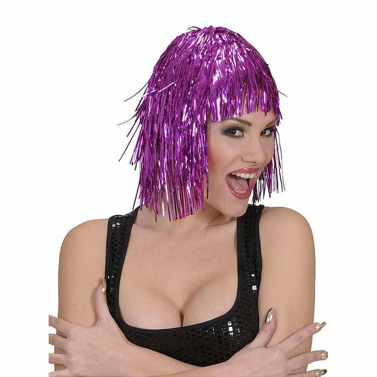 Parrucca Disco Laminiata Con Frangia 6 Colori |Widmann
