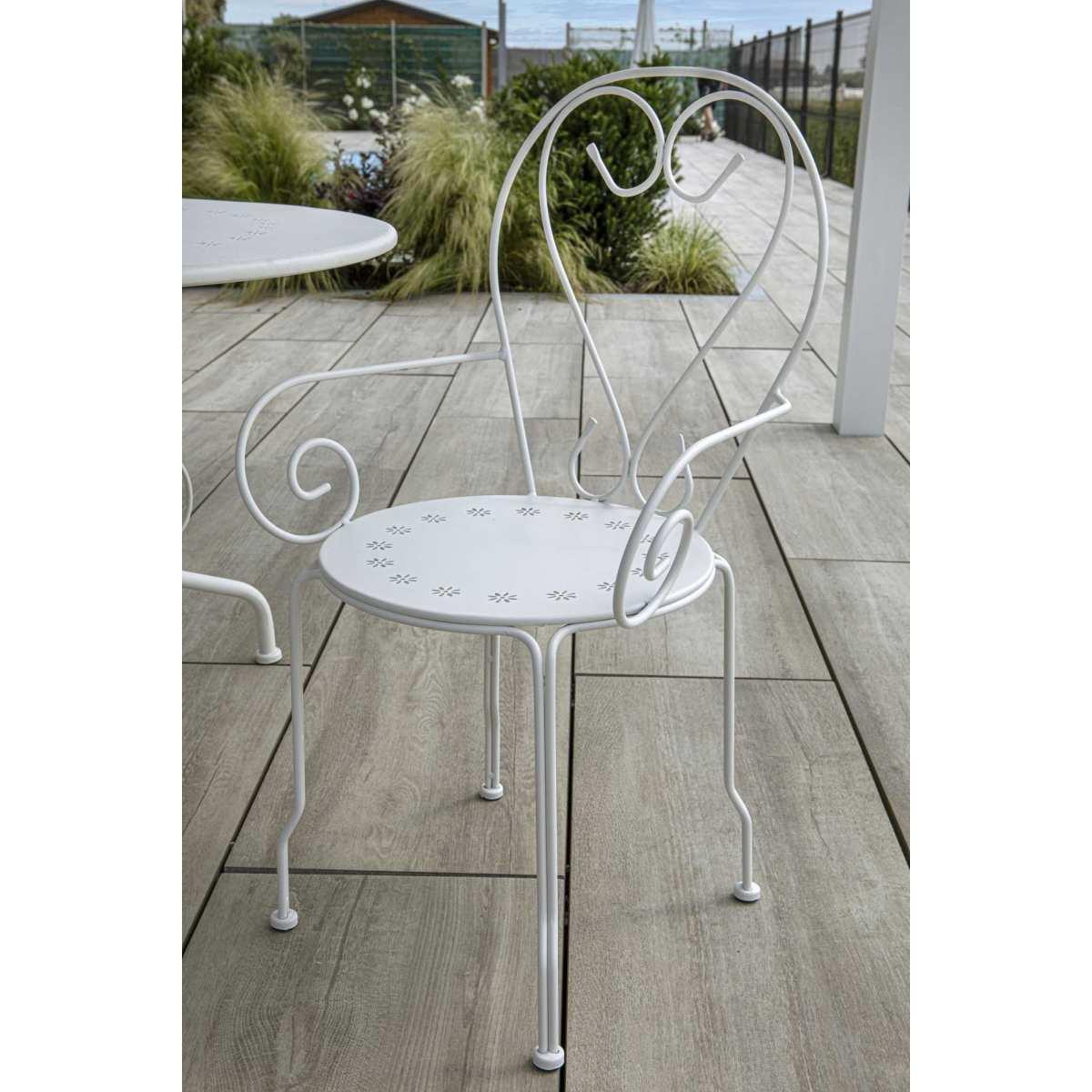 Sedia Metallo New Old Bianco Crema cm.49X48H43/59/90 | Vacchetti