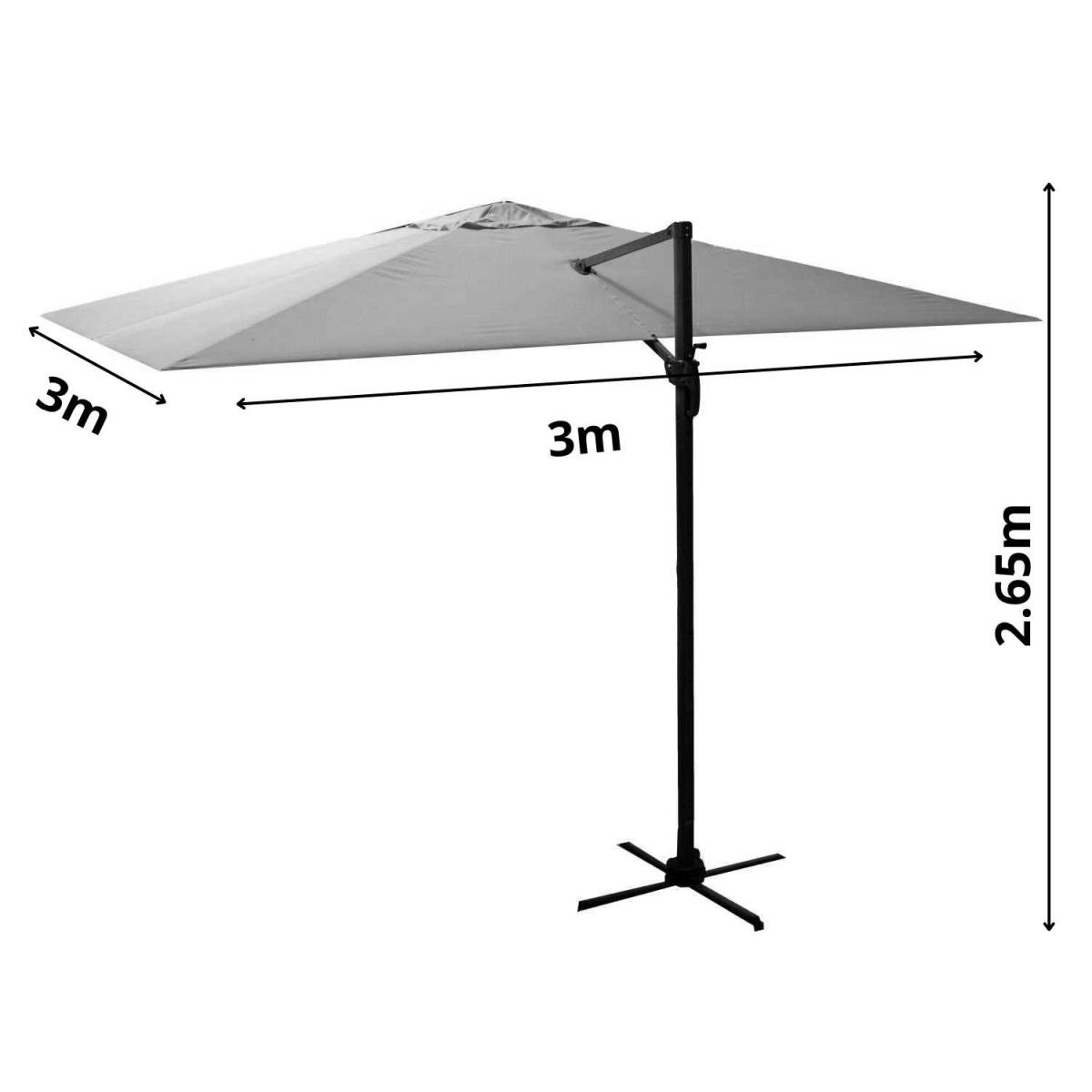 Ombrellone Alluminio New Michigan 3X3H2,65M Senza Mantovana Grigio | Vacchetti