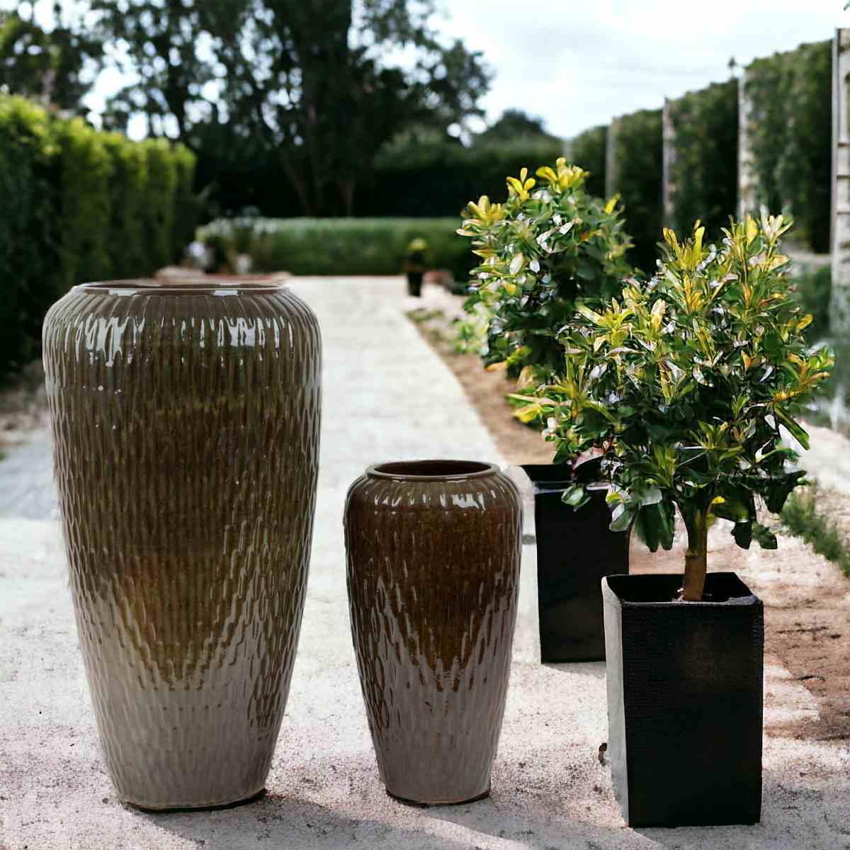 Vaso Ceramica Cono Verde con Bordo cm.48x90 | Bianchi Dino